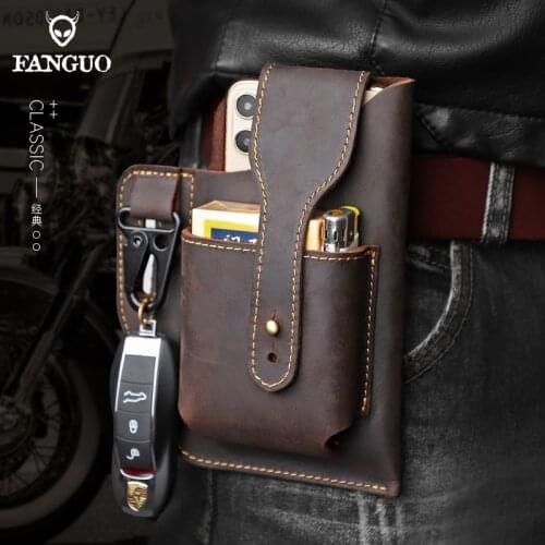 2 Color Mens Sports Running Pocket Genuine Leather Mobile Phone Waist Bag Fanny Sport Women Lipstick Waist Bag Boys Belt Bags