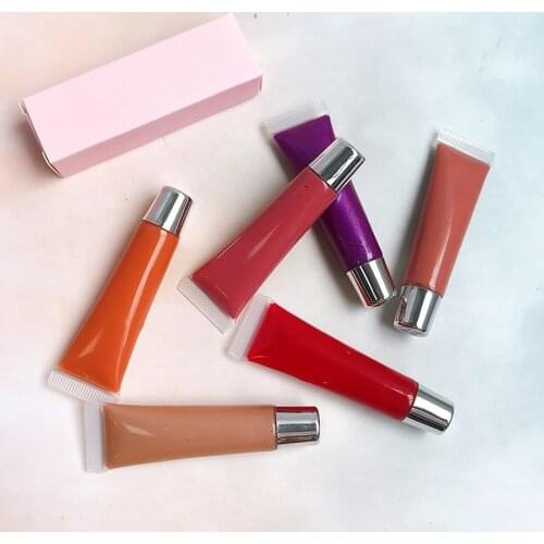 10 Piece Soft Tube Lip Plumper Private Label Lip Gloss Cosmetics Clear Jelly Pigment Lipgloss Lips Makeup Wholesale