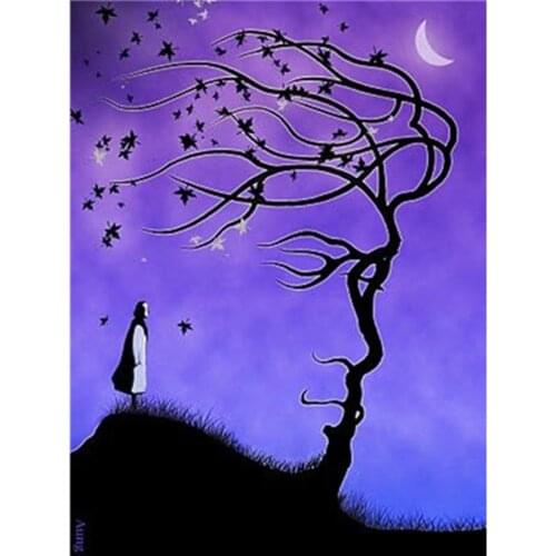 DIY Painting By Numbers Tree Night Kit Picture By Numbers Landscape 40x50cm Wall Art Acrylic Canvas Paintings Home Decoration