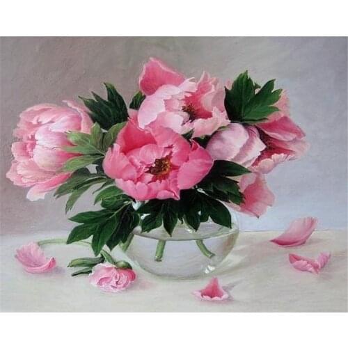 Flowers Artwork Pre-Printed 11CT Cross-Stitch DIY Embroidery Kit DMC Threads Handmade Sewing Knitting Handiwork Home Needle