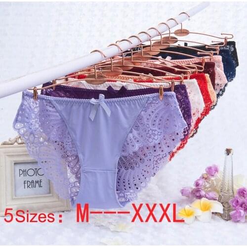 Female Underwear Panties for Woman Plus Size XXXL Sexy Lace Breathable Soft Lingerie Lady Traceless Crotch of Cotton Briefs