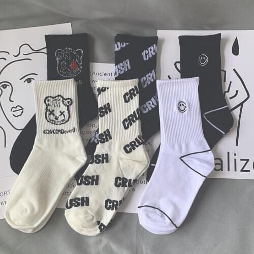 3/paris New Cotton Socks Women Streetwear Comfortable Harajuku Crew Socks Women Fashion Hiphop Sakteboard Socks Fashion Creative