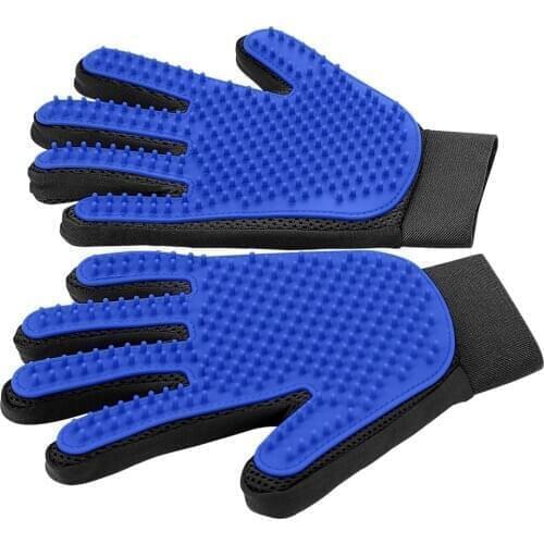Pet Grooming Glove Gentle Deshedding Brush Glove Enhanced Five Finger Design Perfect for Dog & Cat with Long & Short Fur