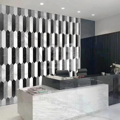 Seamless wallpaper Modern black and white gray geometric stone background wall mural