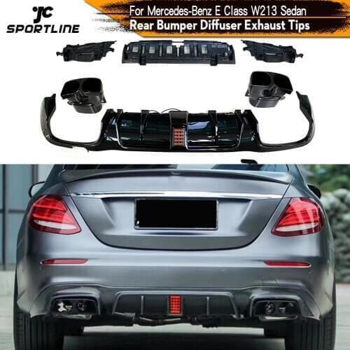 PP Rear Bumper Diffuser Lip for Mercedes Benz E Class W213 Sport E43 AMG Sedan 2017 - 2020 Rear Bumper Diffuser Exhaust Tips