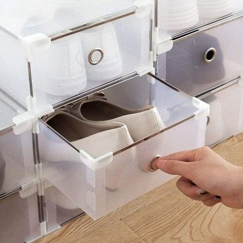 Transparent Storage Shoe Boxes Thickened Dustproof Tidy Organizer Box Bin Combination Shoe Cabinet Save Space