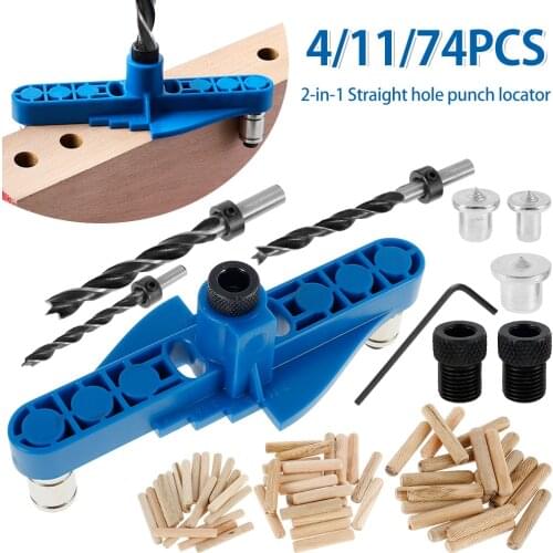 Straight Hole Punch Locator Drilling Locator Dowelling Vertical Pocket Hole Jig Wood Self Centering Drill Guide Kit Hole Puncher