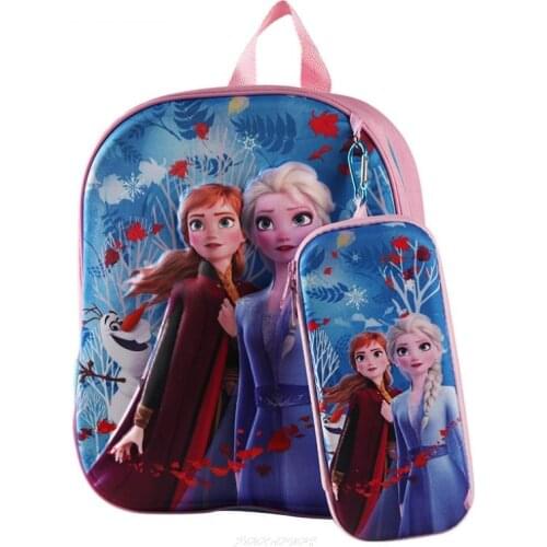 Disney Children Backpack Kindergarten Boy Girl Schoolbag Cute Anime Figure Student Bag Frozen Elsa 95 cars Backpack Pencil case
