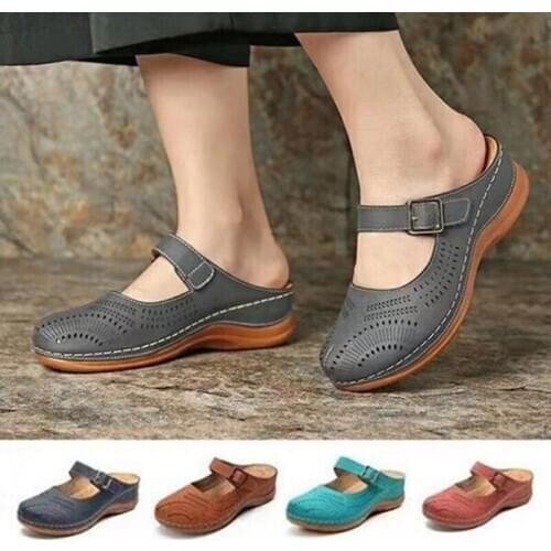 Womens Sandals 2021 Summer Handmade Ladies Shoes Leather Sandals Women Flats Retro Style Shoes Woman Soft Bottom Slipper