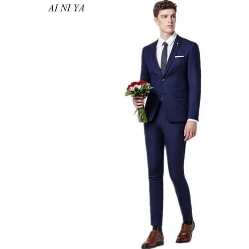Tailor made Slim fit Men Suits for Wedding Dinner Party Two Piece Male Set Jacket with Pants Latest Style Groom Tuxedos