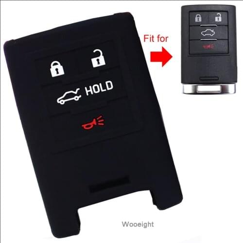 Wooeight New Silicone 4 Buttons Remote Key Fob Shell Case Cover Fit for Cadillac CTS DTS /STS XLR XTS Corvette 2008 2014 2015