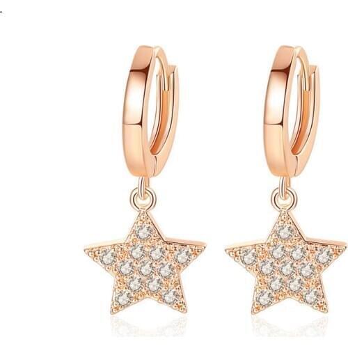 Tiny Trendy Zirconia star Drop Dangle Earrings gold Round Small Hoop Earrings For Women Fashion Jewelry orecchini cerchio