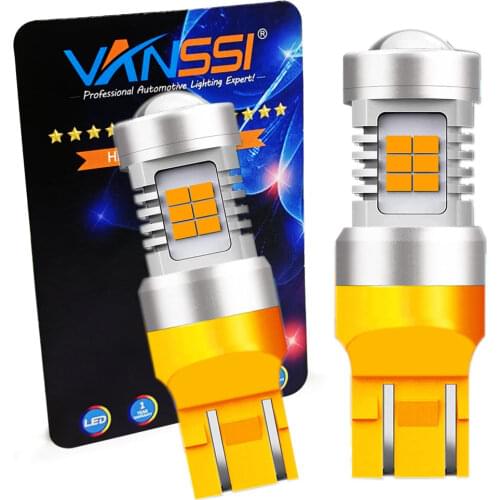VANSSI 2PCS W21/5W T20 7443 SRCK Car LED Turn Signal Lights Bulb 21SMD 2835EX Dimension Lamp Super Bright White Amber Yellow