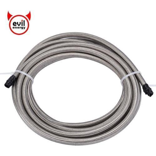 Evil energy 5M AN3/4/6/8/10 Stainless Steel Braided PTFE Brake Hose PTFE Line Racing Hose Fuel Oil Line Oil Cooler Hose Silver