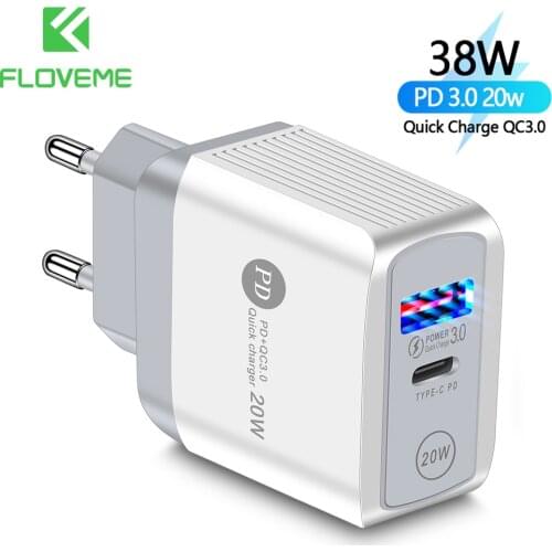 FLOVEME Phone Charger PD20W Quick Charge for iPhone12 11 USB Charger For Xiaomi 11 Samsung Glaxy S20 S10 Mobile Phone Charger