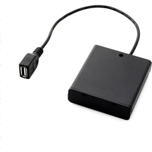 Portable AA Battery Box To USB Female Connector 4.5V USB Charging Cable Cord Mobile DC Power Charger Christmas String Lighting
