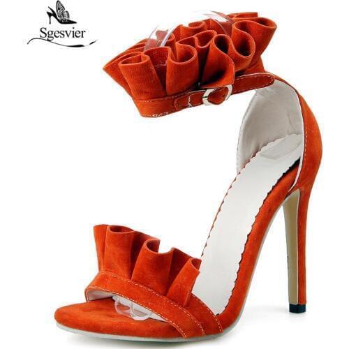 SGESVIER Summer Sexy Women Shoes Open Toe High Heels 10CM Sandals Woman Sandals Thin Heels Party Shoes Female Size 34-52 OX218