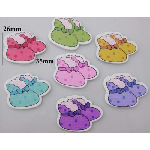 WBNKOW 26mm*35mm Shoes Pattern Baby clothes button for Fashion 100pcs mix scrapbooking accessories