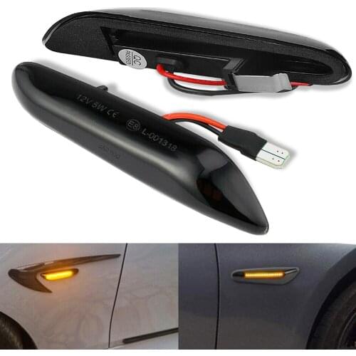 2Pcs Smoke Lens Dynamic Flowing LED Turn Signal Side Marker Light Blinker Lamp for BMW 1 3 5 Series E82 E46 E90 E92 E60 E88 X3