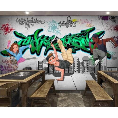 Custom photo mural 3d wallpaper Street Rock Street Dance Graffiti Bar home decor living room wallpaper for walls 3 d in rolls