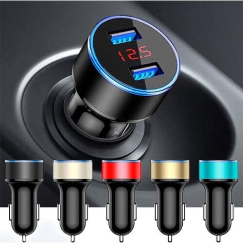 Car Charger With LED Display Fast Charger for iPhone 12 11 8 7 XS XR Xiaomi Samsung A12 A32 Huawei Moblie Phone USB Car-Chargers