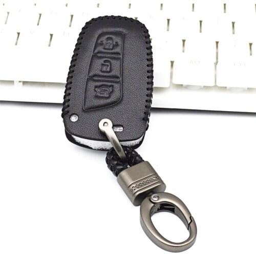 Car Key Case For Hyundai Santa Fe 2013 2015 I30 Solaris Accent Elantra Grand Santa Fe Leather Remote Key Chain Shell Accessories