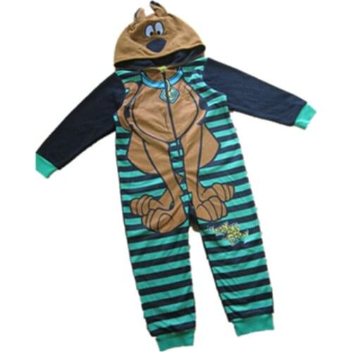 Children Kid Fleece Cotton Animal Pajamas Anime Cartoon Costumes Sleepwear Onesie Cosplay Brown Great Dane Scob Do jumpsuit