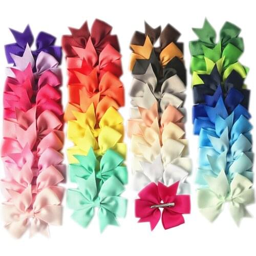 40 Pcs 40 Colors 8cm Handmade Grosgrain Ribbon Girls Hair Bows Hair Clip Kids Hair pin Hair Accessories