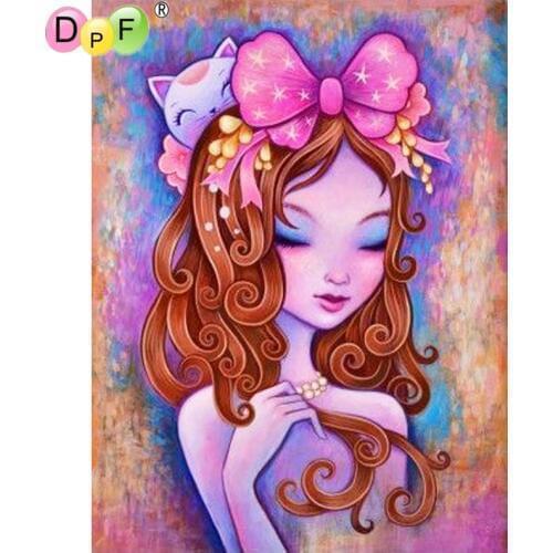 DPF Diamond painting cross stitch cartoon girl diy diamond painting round diamond painting embroidery mosaic decoration art gift