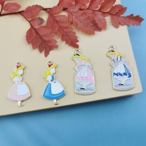 10pcs/lot Cartoon Maid Girl Cute Pretty Girl Pendants Animal Enamel Charm For DIY Earring Jewelry Handmade Finding