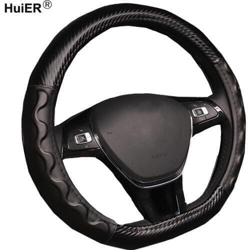HuiER D Shape Car Steering Wheel Cover PU Leather For Volkswagen VW Golf R Alltrack Passat jetta Peugeot Audi TT Renault Citroen