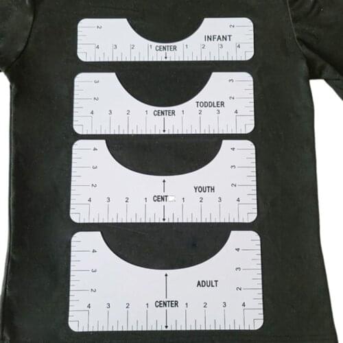T-Shirt Rulers Guide Round Neck Calibration Centering Tool Ruler Shirt Alignment Tool PVC Sewing Ruler Heat Transfer Fixed Ruler