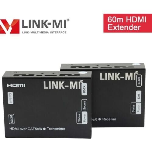 LINK-MI 60M HDMI Extender 3D IR Over Cat5e/6 1080p Video Audio Transmitter and Receiver