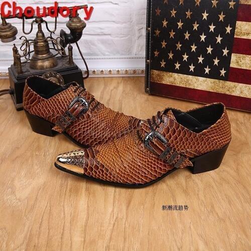 2021 Formal Men Gold Dress Shoes Buckle Genuine Leather python skin shoes Designer Business Italian Flats Party Shoes loafers