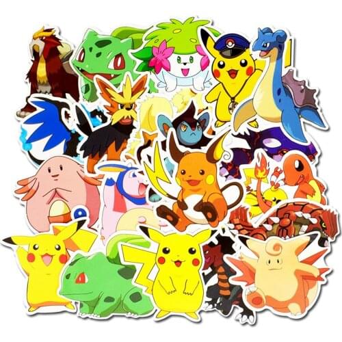 20PCS/Set Pokemon Anime Sticker Luggage Motorcycle Laptop Waterproof Pikachu Graffiti Stickers For Kids Birthday Gift