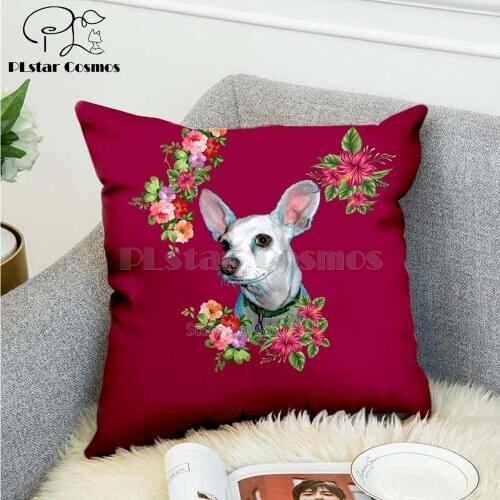 Pet dog flower puppy Nordic short plush Pillow Case Polyester Decorative Throw Pillow Cover Square style-2