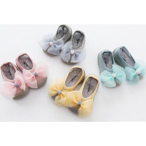 Baby Girl Butterfly Dot Socks 6-24m Rubber Botton Sock Pure Candy Color Anti Slip Shoes Floor Rubber Soles Non-Slip Kids Sock