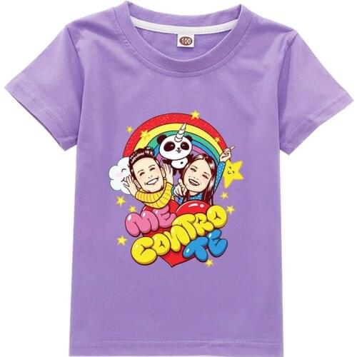 2021 New Baby Boys Me Contro Te T Shirt Kids Girls T-Shirt Summer 100% Cotton Tops Toddler Tees Short Children Cartoon Clothing