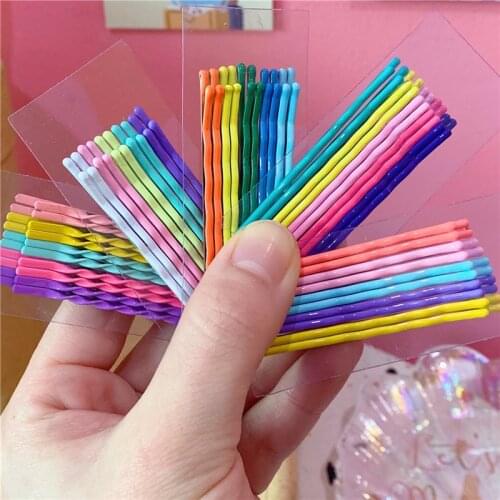 2021 New Cute Children Rainbow colors Barrette Hairpin 10pcs/Set Alloy Bobby Pins Hair Clips Side Wire Word Folder Styling Tools