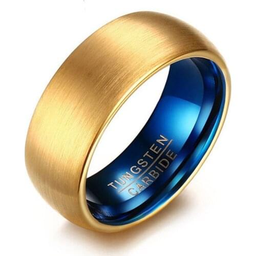 Modyle 2020 New Blue Gold Color 100% Tungsten Carbide Wedding Ring For Men Women Wedding Punk Vintage Ring Jewelry Gifts