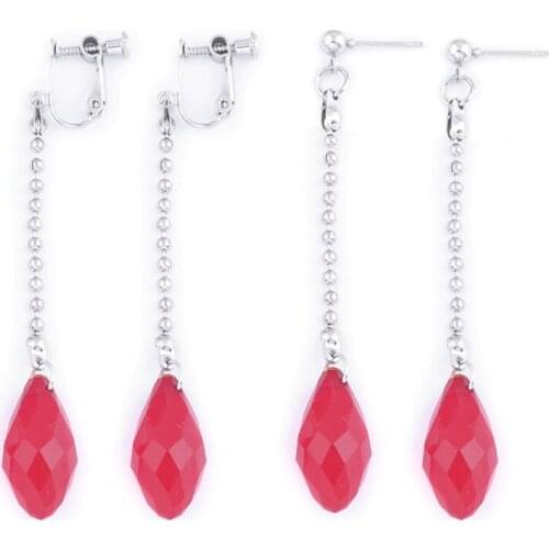 Wholesale Japanese Anime Hunter Hunter Earriings Kurapika Red Crystal Earring Clip Ear Pendant for Men Women Cosplay Jewelry