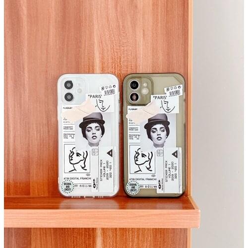 Hat Girl Tags Transparent Shockproof Case For iPhone 12 11 Pro Max Mini 7 8 Plus XR X SE 2020 TPU Soft Cover Funda