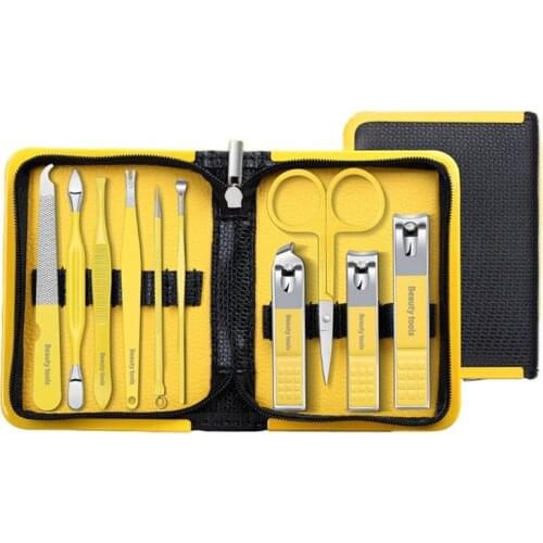 Qmake Nail Set Yellow Manicure Suit 3 Pcs Clipper for Professional Stainless steel Tools manicure kit Professional Nail Cutter