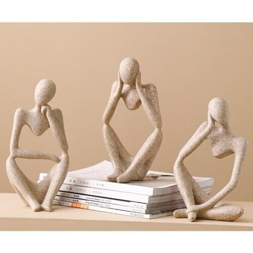 New Modern European Style Resin Abstract Thinker Statue For Decoration Simple Sculpture Figurine Hotel Office Home Decorate