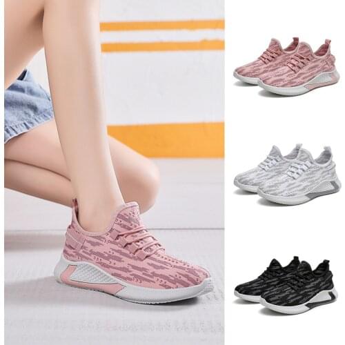 Walking Shoes Fashion Summer Flats 2021 New Women Breathable Mesh Shoes Fly Weave Bandage Cushion Soft Sports Casual Shoes