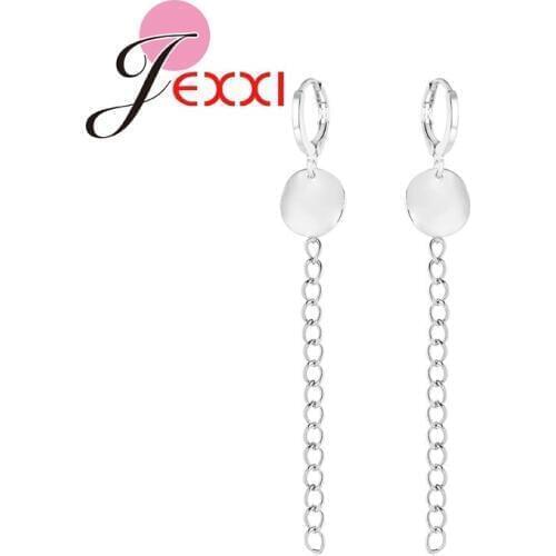 Free Shipping New Fashion 925 Sterling Silver Chain Ear Line Long Earrings Fashion Round Dangle Earrings For Women Jewelry