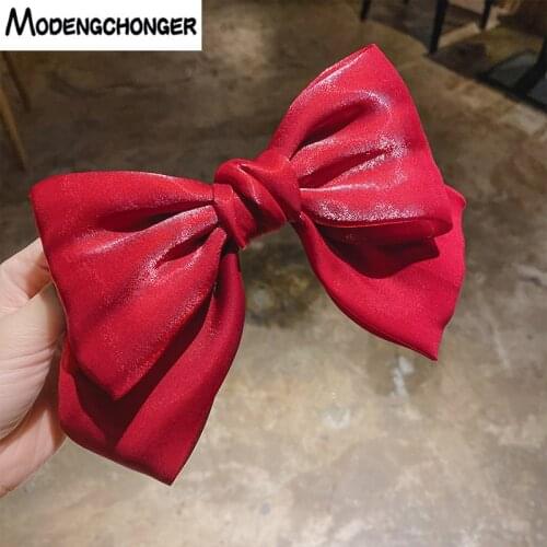 1Pc Sweet Solid Color Crystal Yarn Spring Clip Oversized Barrette 2 Layers Bow Hair Clip Ponytail Hair Accessories Knotted Mesh