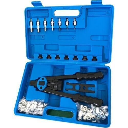 110pcs Heavy Duty Manual Rivet Nut Machine Set Hand Riveter 7 Sizes Nosepiece M3-M12 Riveting Tools Threaded Repairing Insert
