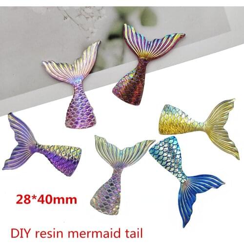 20pcs/lot DIY flat back ab color resin mermaid tail new arrival resin cabochons accessories