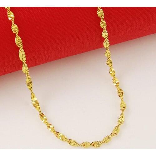 2015 Promotion High Quality 24k Gold Colou spiral Link Chain Necklace Romantic Gift For Girl/Women Free Shipping